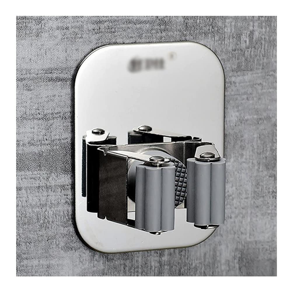 Soporte para escobas y fregonas, Organizador de Herramientas de Acero Inoxidable para Montaje en Pared, Estante de Almacenamiento de Herramientas de Limpieza con diseño, Gray-7.5x5cm