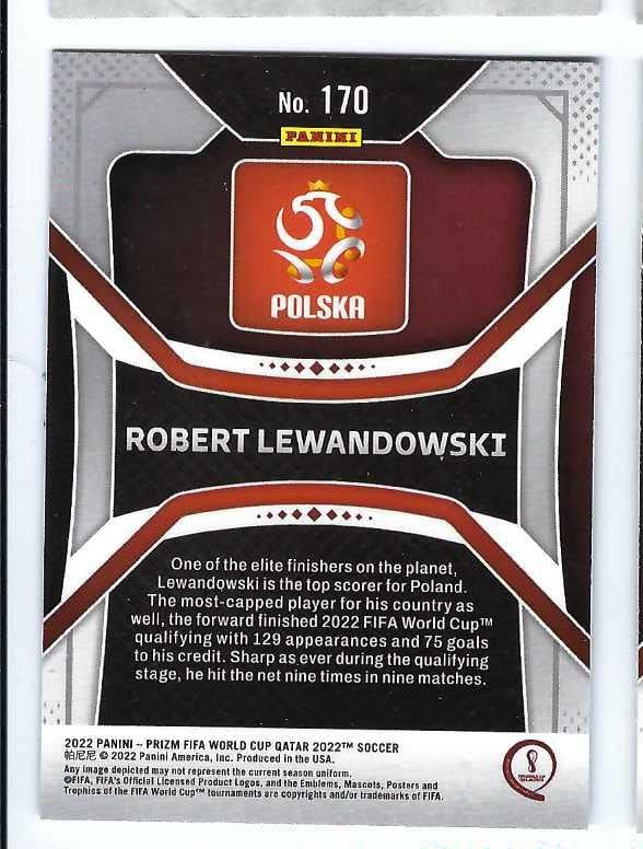 Miniatura 2 de ROBERT LEWANDOWSKI 2022 Panini Prizm FIFA World Cup Qatar 2022 Soccer #170 Card Poland FC Bayern Munchen