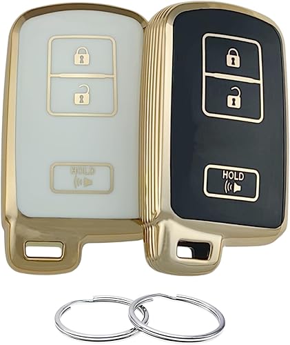 Funda para llavero de TPU compatible con Toyota 4Runner C-HR Highlander Land Cruiser Prius C Prius V RAV4 (3 botones) (negroblanco)