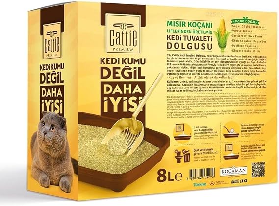 Cattie Süper Topaklanan Mısır Koçanı Kedi Tuvaleti Dolgusu 8 LT
