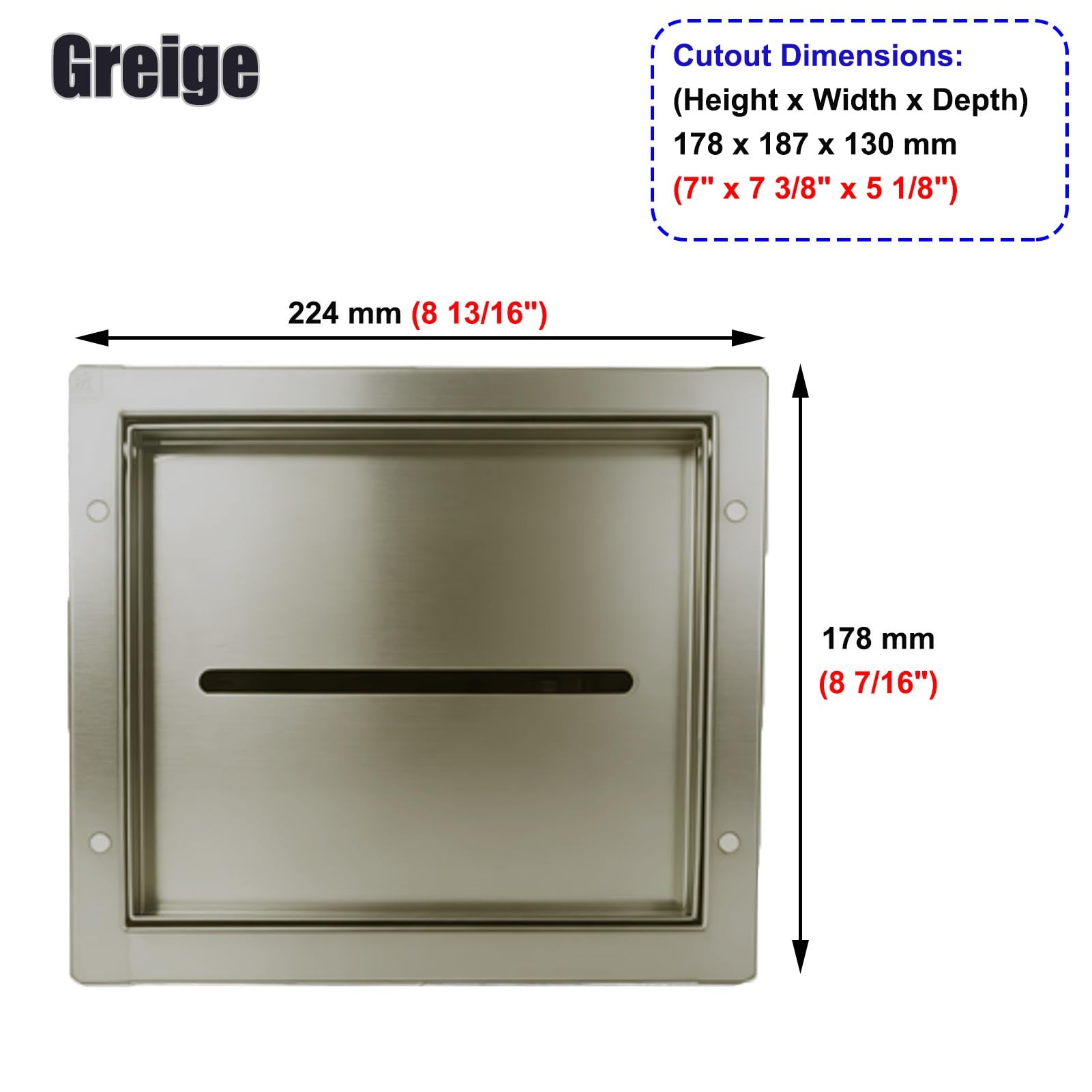 Nicchia Doccia Incasso Porta Carta Igienica Piastrellabile da Incasso Piccolo, Mobiletto Nascosto da Incasso a Parete per Bagno/Nicchia, Distributore di Carta Igienica in Acciaio Inox(Greige)