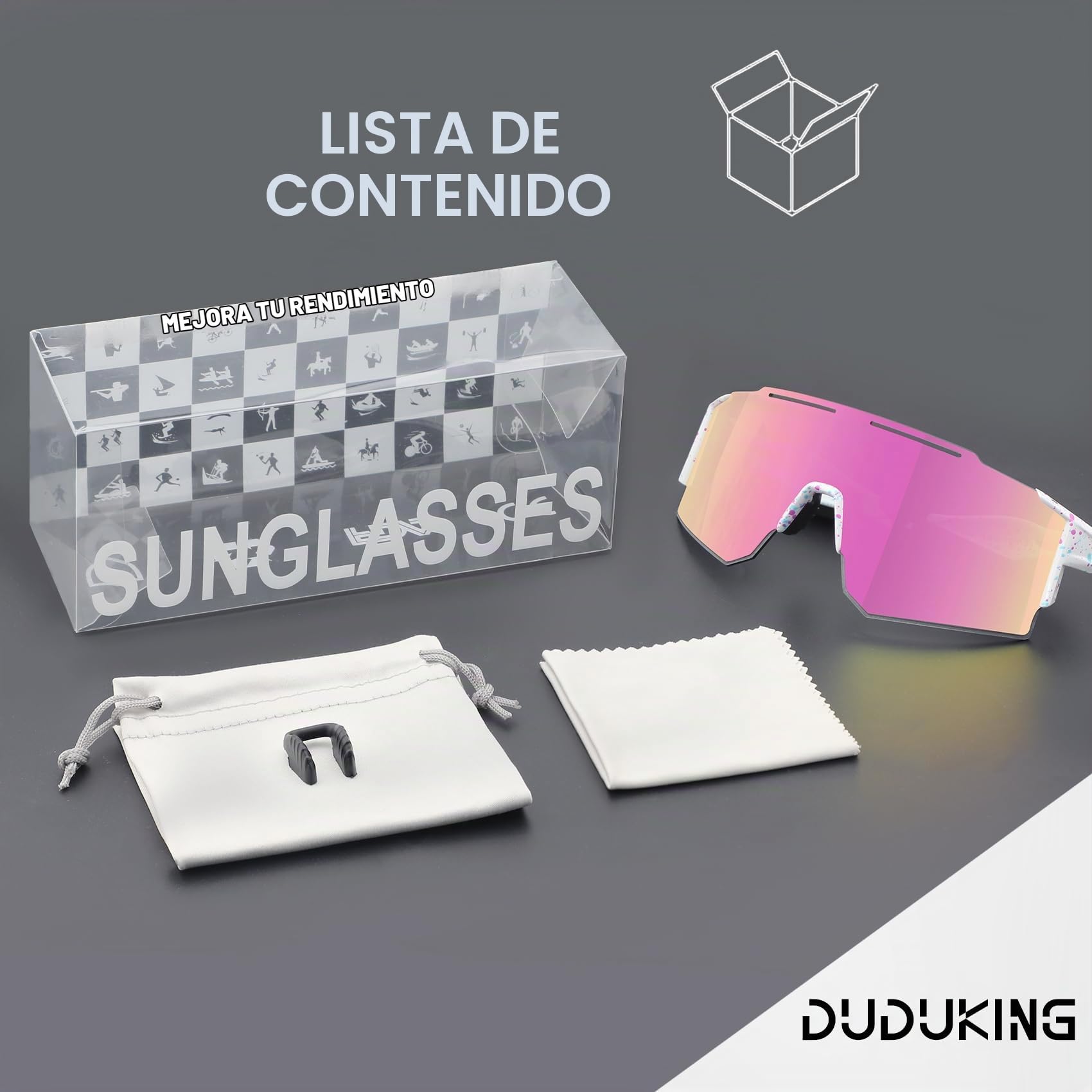 DUDUKING Gafas de sol deportivas para hombre y mujer, Gafas de Running, para deportes al aire libre, ciclismo, golf, protección UV 400