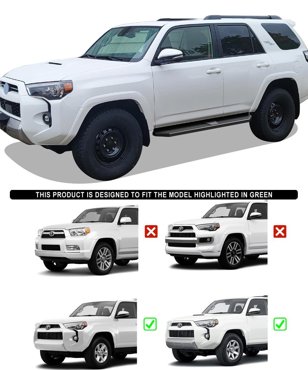 APS 6-inch Stainless Steel (Black Powder Coated Flat Style) Running Boards Side Bars Side Steps Compatible with Toyota 4Runner 2010-2016 Trail & 17-24 TRD Off-Road & 2014-2024 SR5