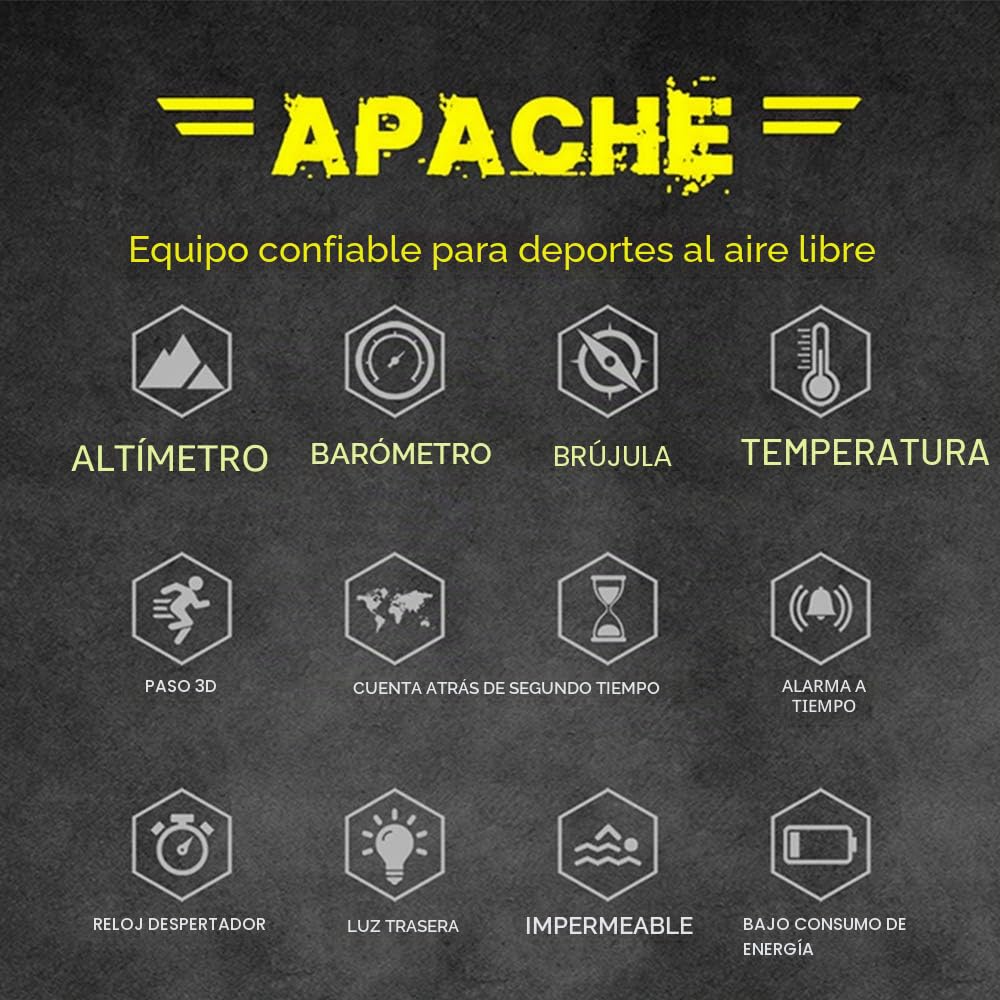 Reloj inteligente deportivo al aire libre, reloj táctico de silicona con altímetro, barómetro, brújula y termómetro, reloj militar impermeable hasta 50 m, rastreador de fitness multifuncional