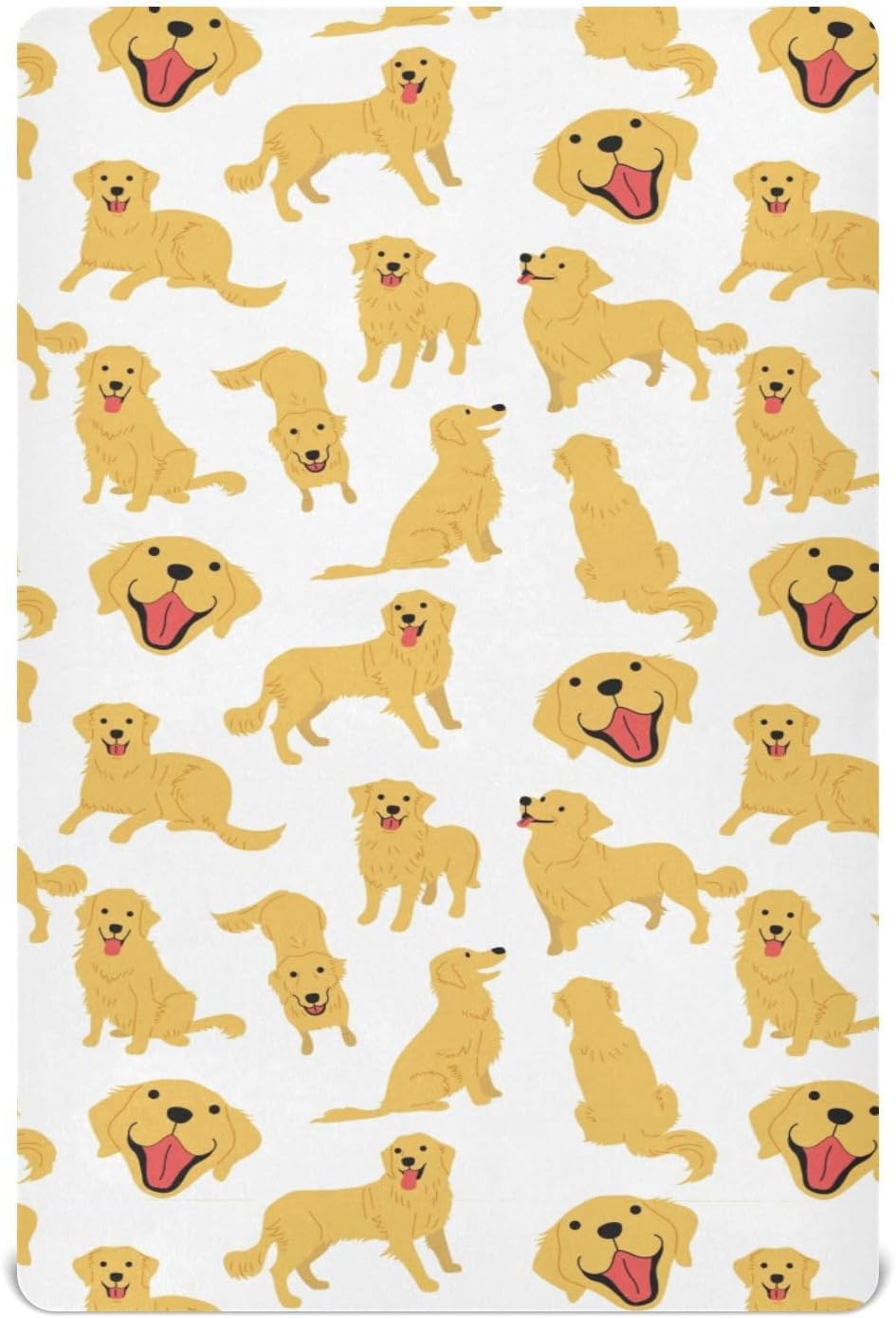 Golden Retriever Dogs Crib Sheets for Boys Girl Funny Golden Mattress Cover Cartoon Pet Dog Pattern Standard Crib Sheets Fitted Animal Theme Unisex Toddler Baby Bed Sheets 28x52 Inch