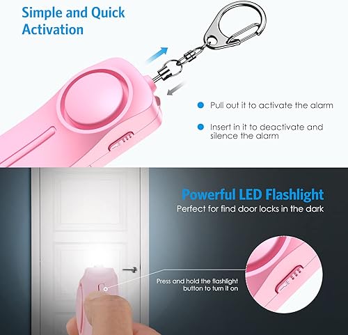 Miniatura 4 de AMIR Juego de llaveros de seguridad para mujeres y niños, 4 piezas de accesorios de llavero de seguridad, juego de llaveros de defensa personal para