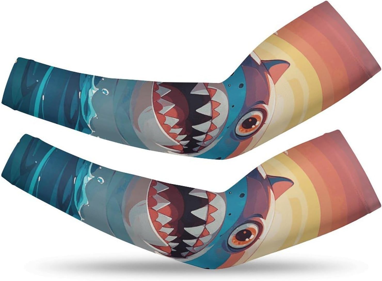 Sharks Arm Sleeves for Men Women Sun Protection Sleeves Cooling Compression Arm Covers for Sport