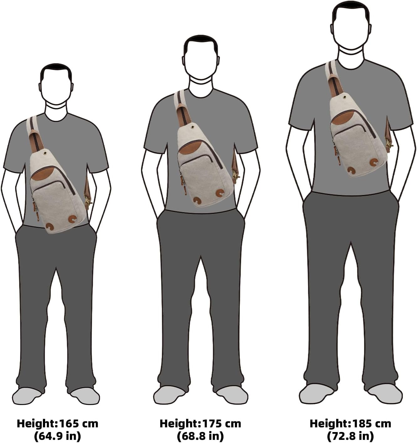KL928 Canvas Sling Bag Crossbody Backpack Shoulder Casual Rucksack for Men Women,Leaden