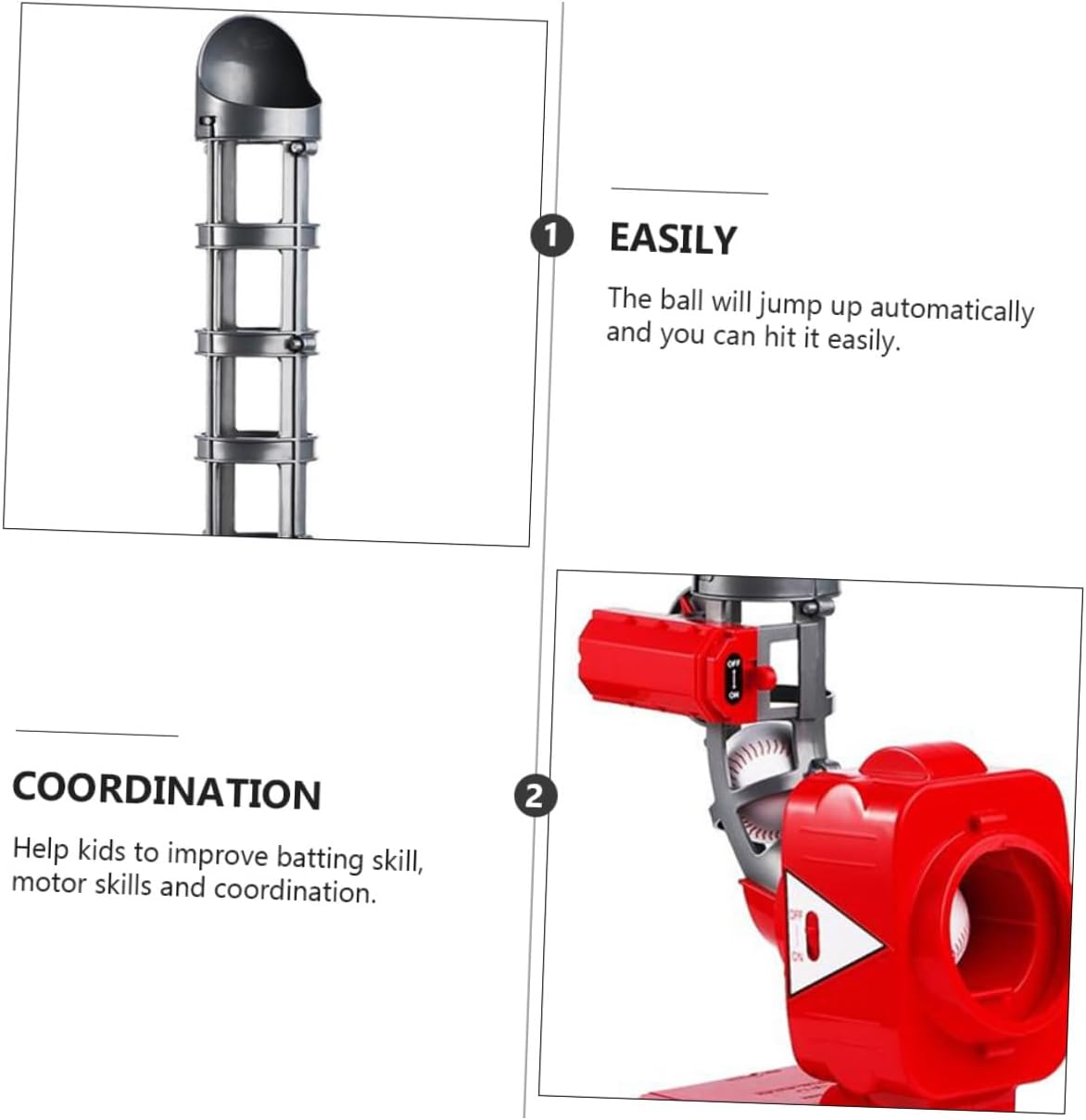 Automatic Baseball Launcher with Bat and Safe Balls Portable Self-Motion Pitching Machine for Indoor Outdoor Training and Batting Practice