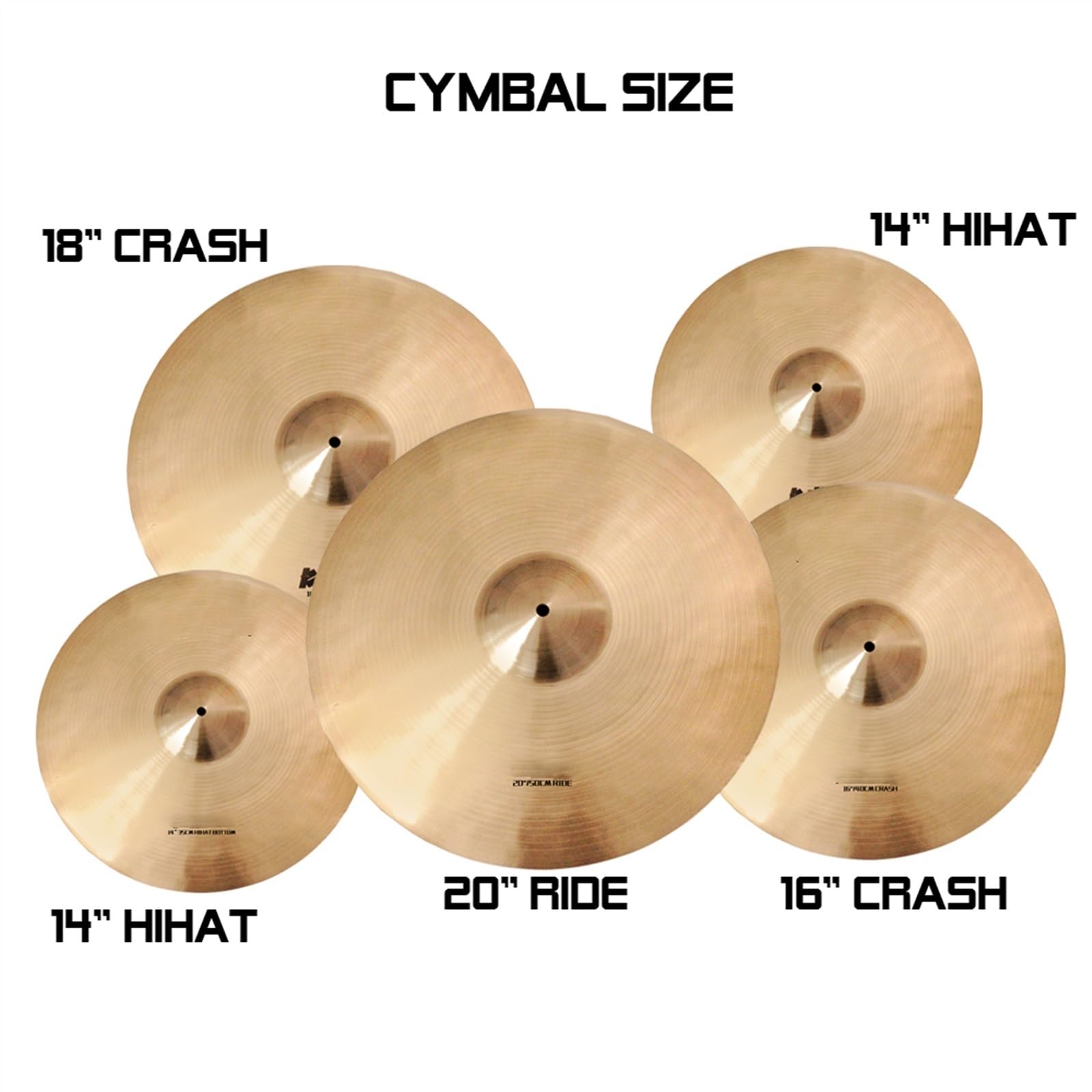 Ensembles De Cymbales B20 Faits À La Main 14 "Hi-Hat + 16" Crash + 18 "Crash + 20" Ride pour Batteurs Cymbales pour débutants