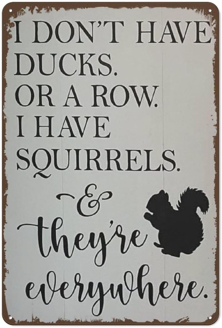 Funny Squirrel Slogan Vintage Metal Tin Sign Yard Home Outdoor Creative Decor Sign 8x12 Inch