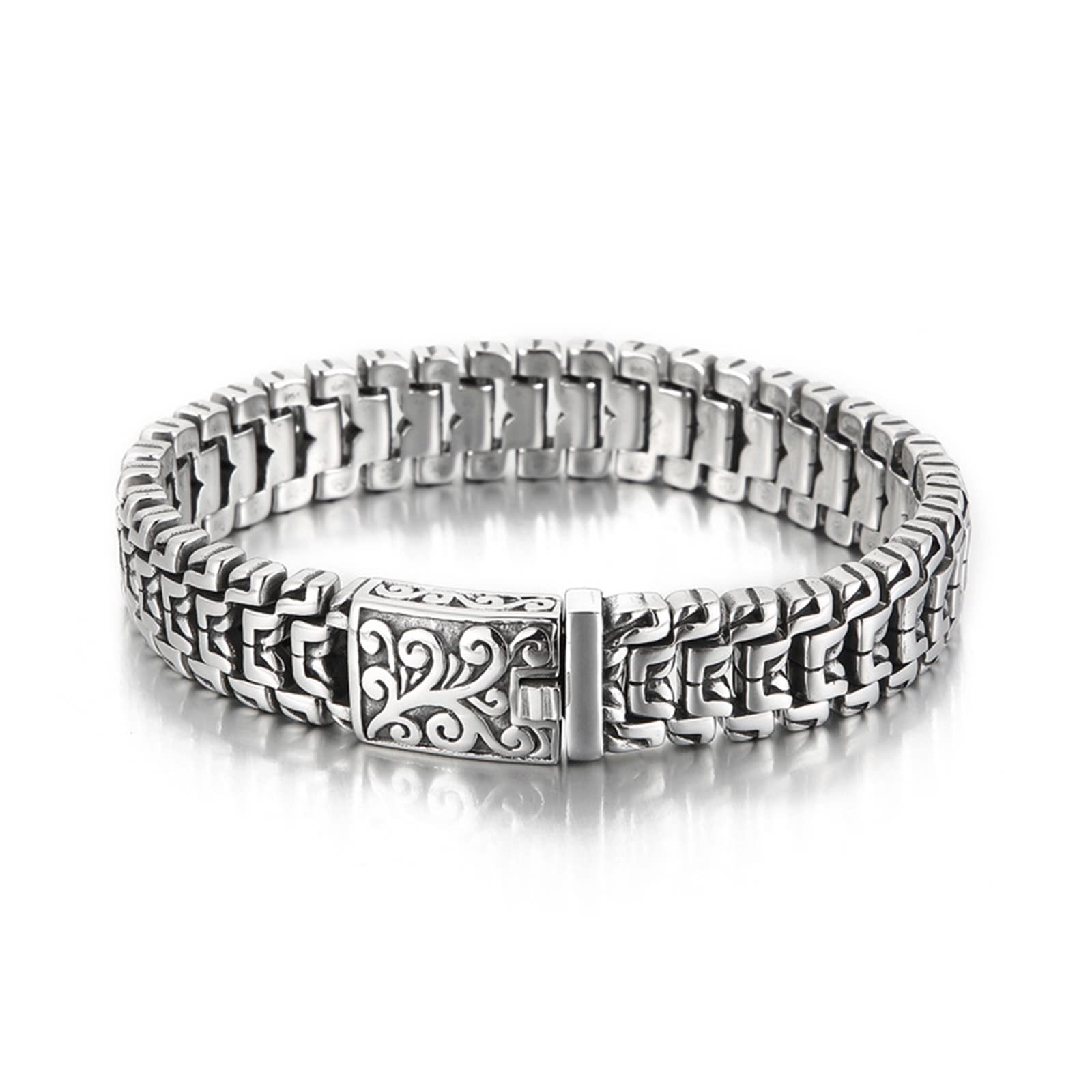 Freundschaftsarmband, Armband Männer Kette Rostfreier Stahl Anderer Kettentyp Hip Hop Blumen Totem Design Armband für Herren