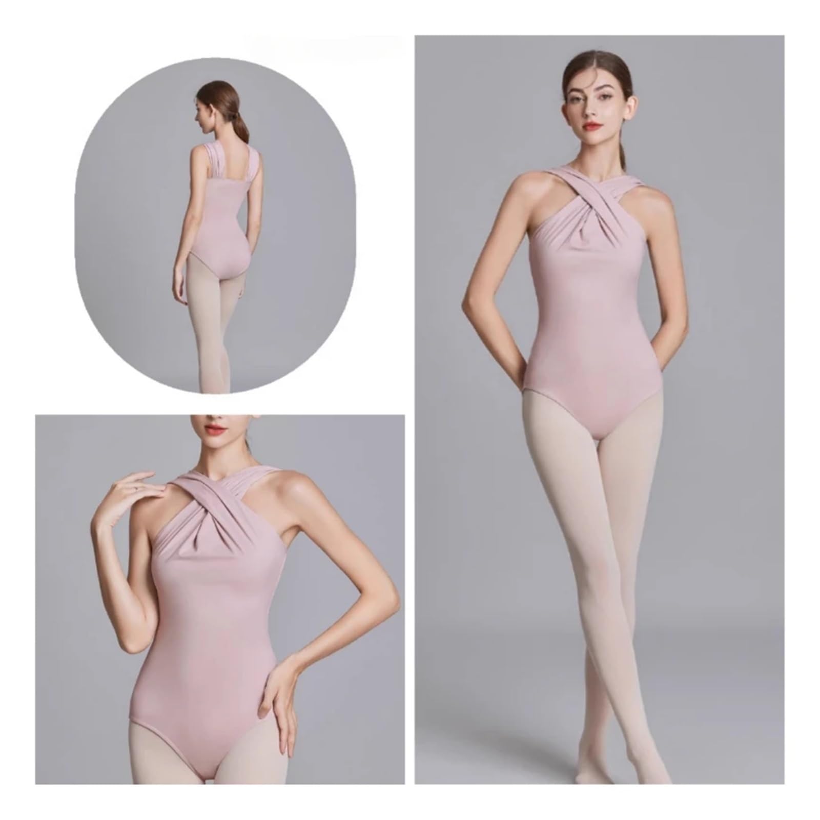 Combinaison De Ballet Justaucorps de ballet for femmes, col licou, gymnastique, col croisé, vêtements de danse sans manches, vêtements d'entraînement de yoga for femmes