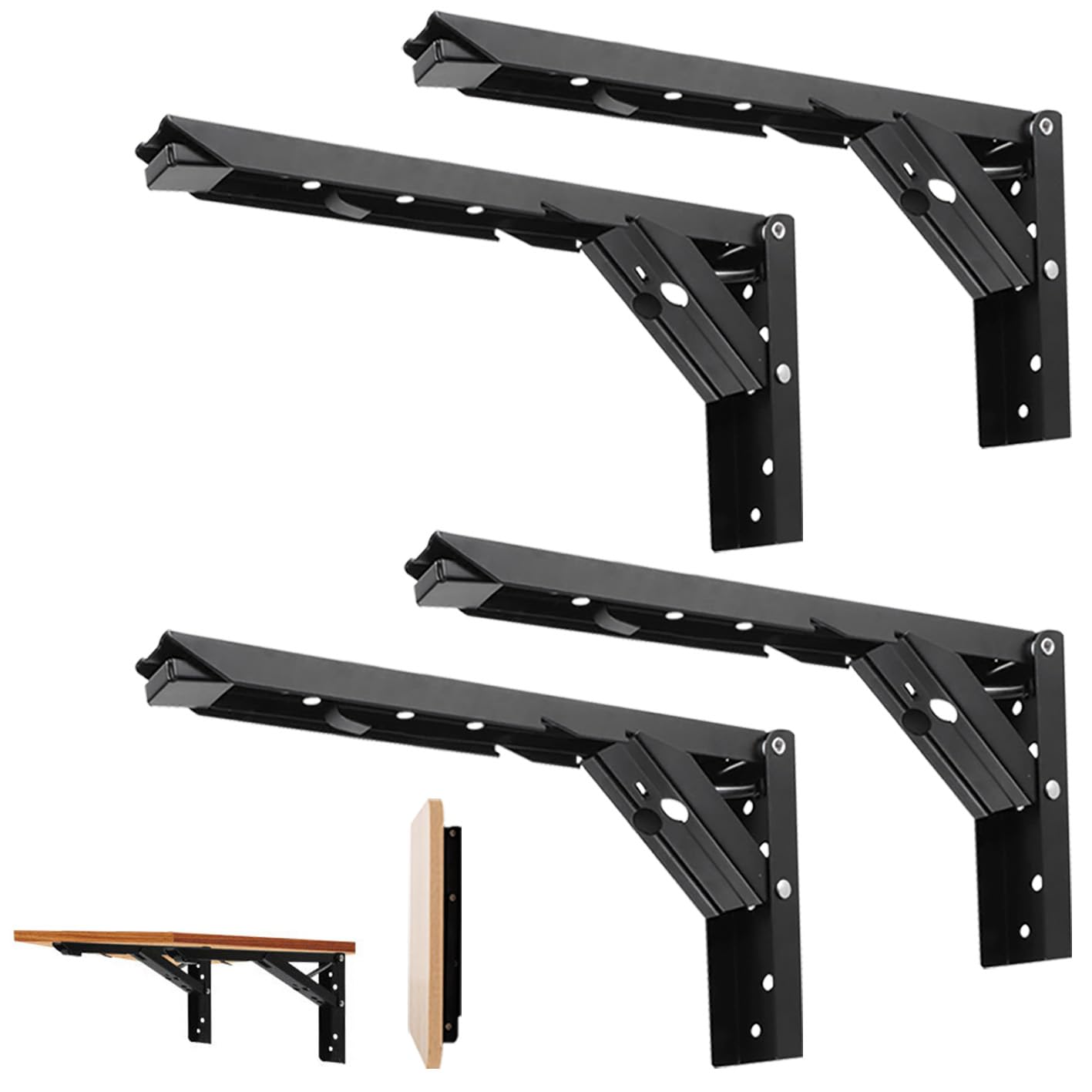 24inch floating shelf bracket,garage heavy duty folding shelf brackets,wall mounted collapsible shelf bracket,max load 330lb,(pack of 4, no board) (24in 4pack)