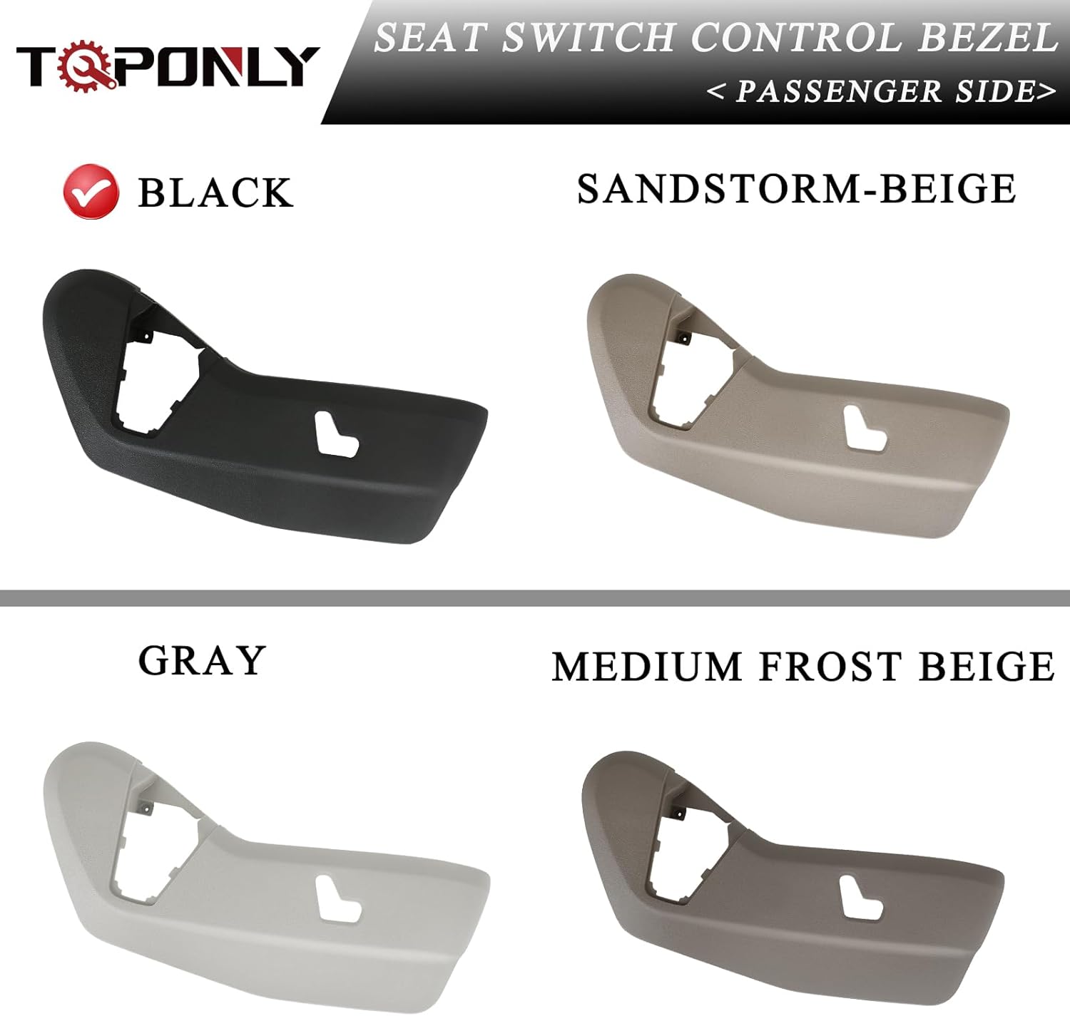 TQPONLY Passenger Seat Plastic Trim Cover Panel,Fits 2011-2019 Dodge Grand Caravan/2011-2016 Chrysler Town and Country Right Side Power Seat Switch Control Bezel Shield (Black)