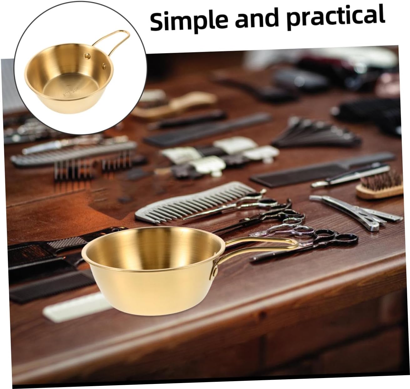 NOLITOY Men's Shaving Cup with Gold Handle Stainless Steel Soap Bowl