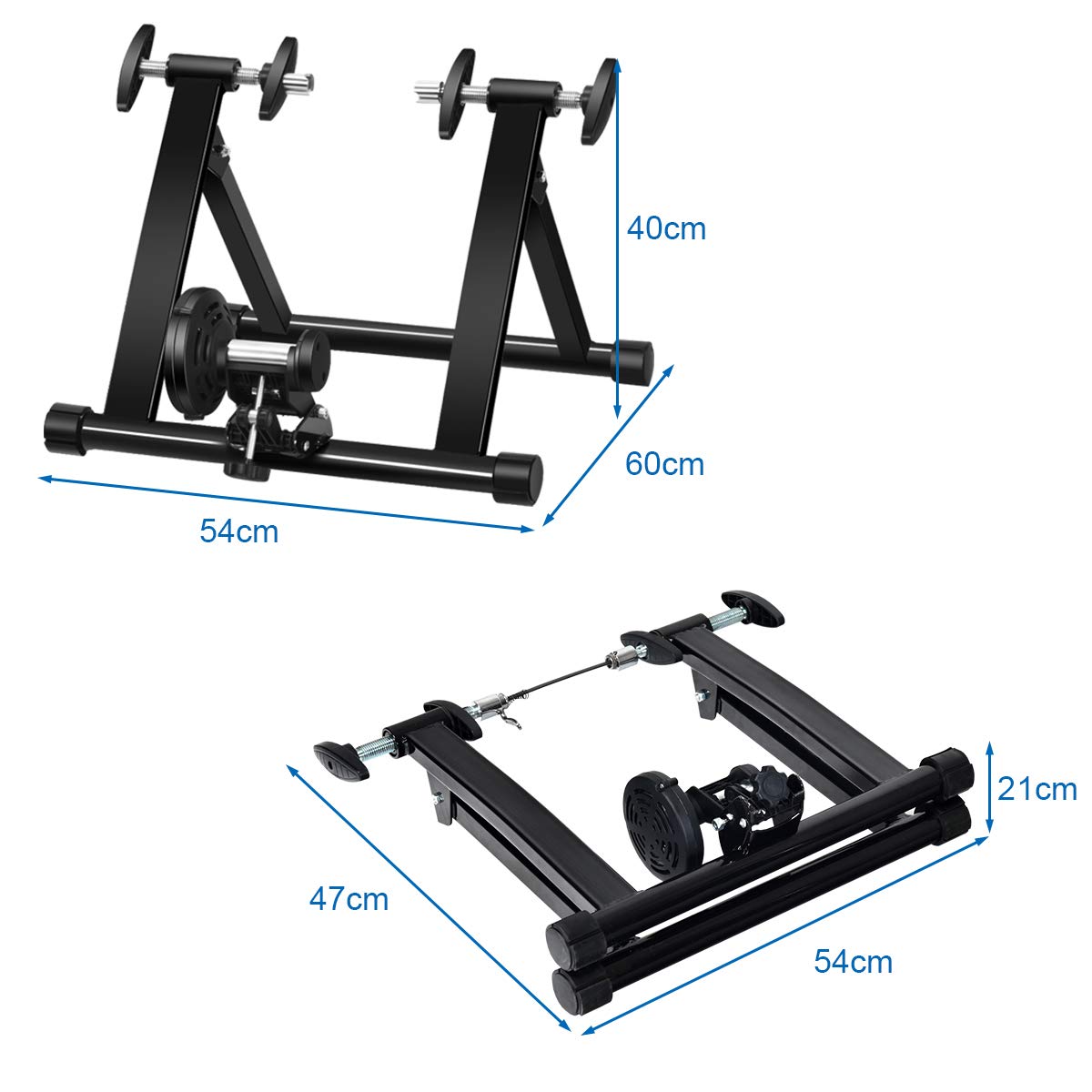 GOPLUS Home Trainer Vélo pour Roue 26-28’’ 700 C, Entraîner de Vélo Pliable en Acier avec Capacité de Charge 100KG pour Vélos de Montagne, Vélos Routes, VTT., Système à Double Verrouillage, sans Fil