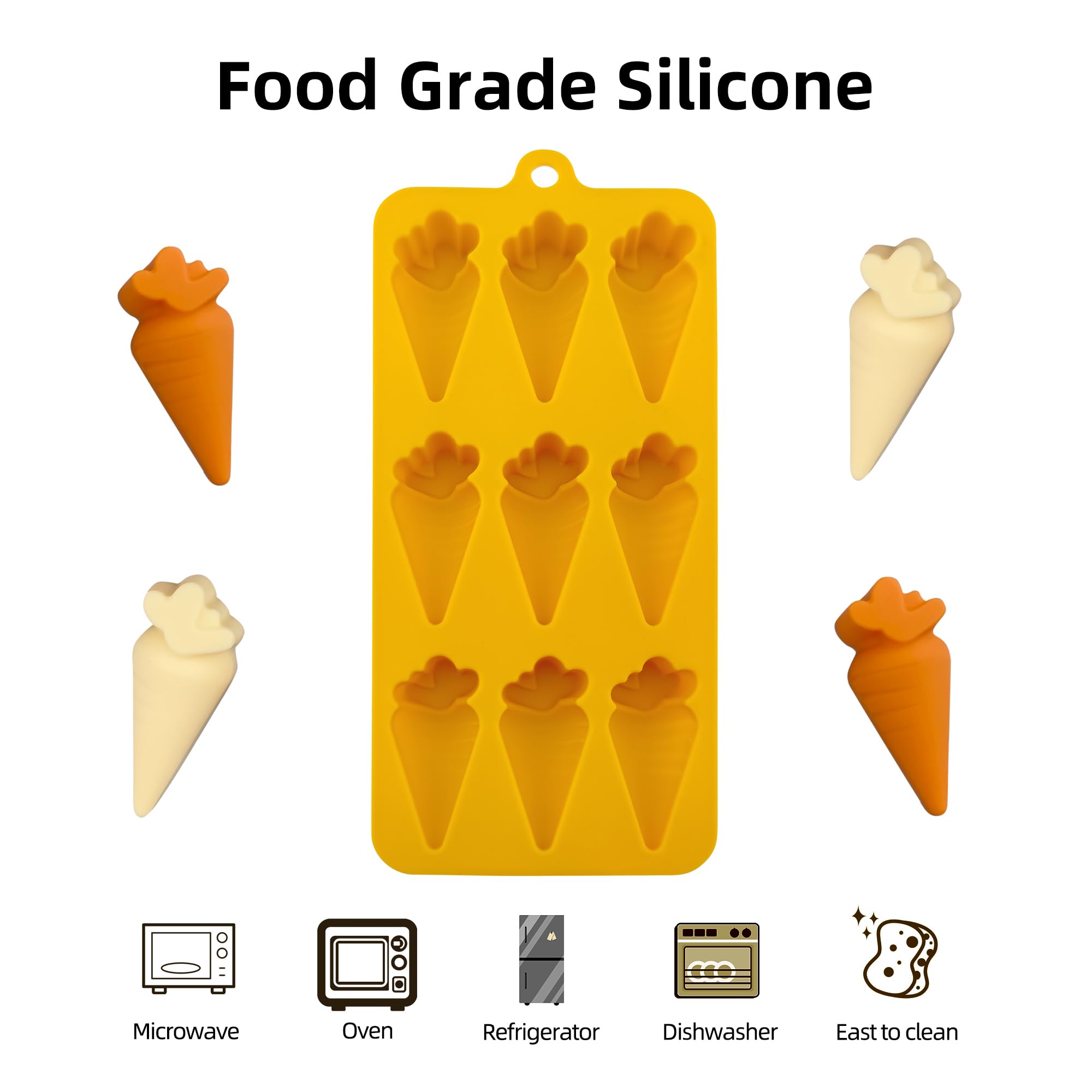 BFJ Carrot Chocolate Moulds 2pcs Easter Silicone Candy Moulds Carrot Shape for Ice Cube Resin Cupcake Decoration - Image 3