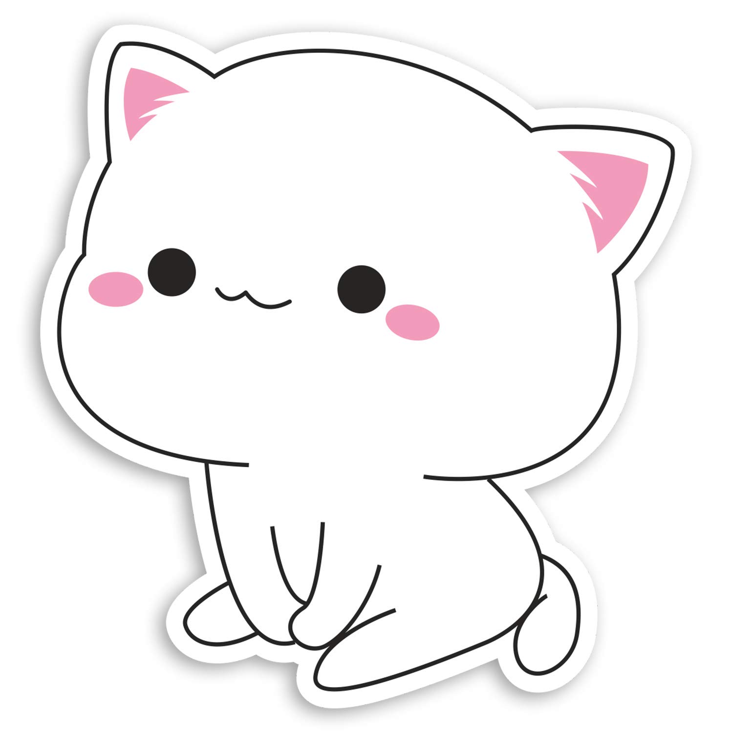 Destination Vinyl Ltd Multi 2 X 10Cm Cute White Cat Vinyl Stickers - Kitten Lucky Fun Laptop Sticker #34203 (10Cm Wide)