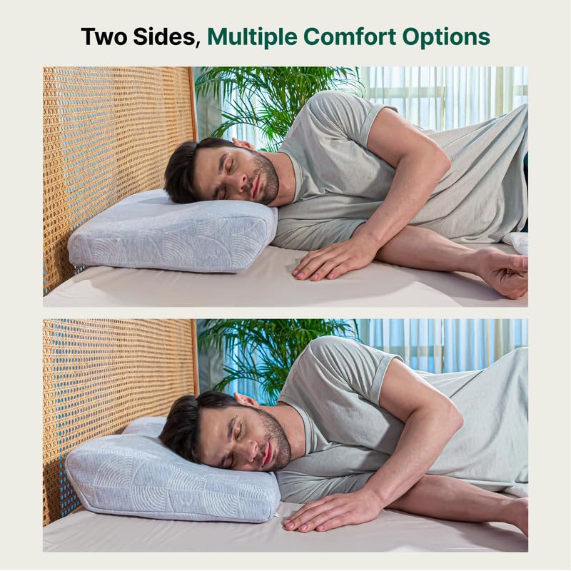 Image of The White Willow Cervical Pillow for Neck Pain Relief - Memory Foam Pillow for Sleeping - Cervical Pillow for Neck and Shoulder Pain - Orthopedic Contour Shaped Pillow German Technology- Blue