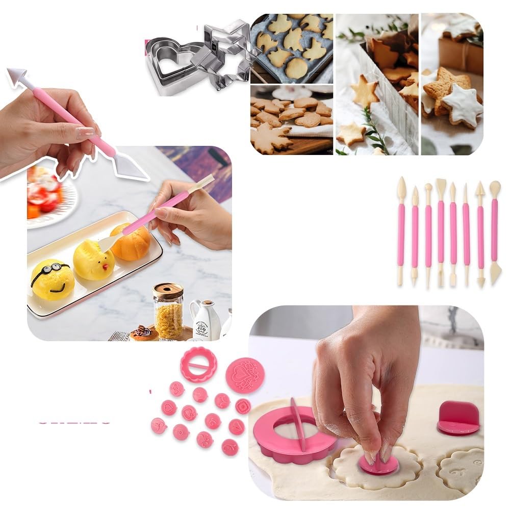 Backzubehör,Torten Zubehör 205/255 PCS Anti-Rutsch-Kuchen Dekorieren Lieferungen Kit Werkzeuge Backen Zubehör Kuchen Piping Bag(255PCS)
