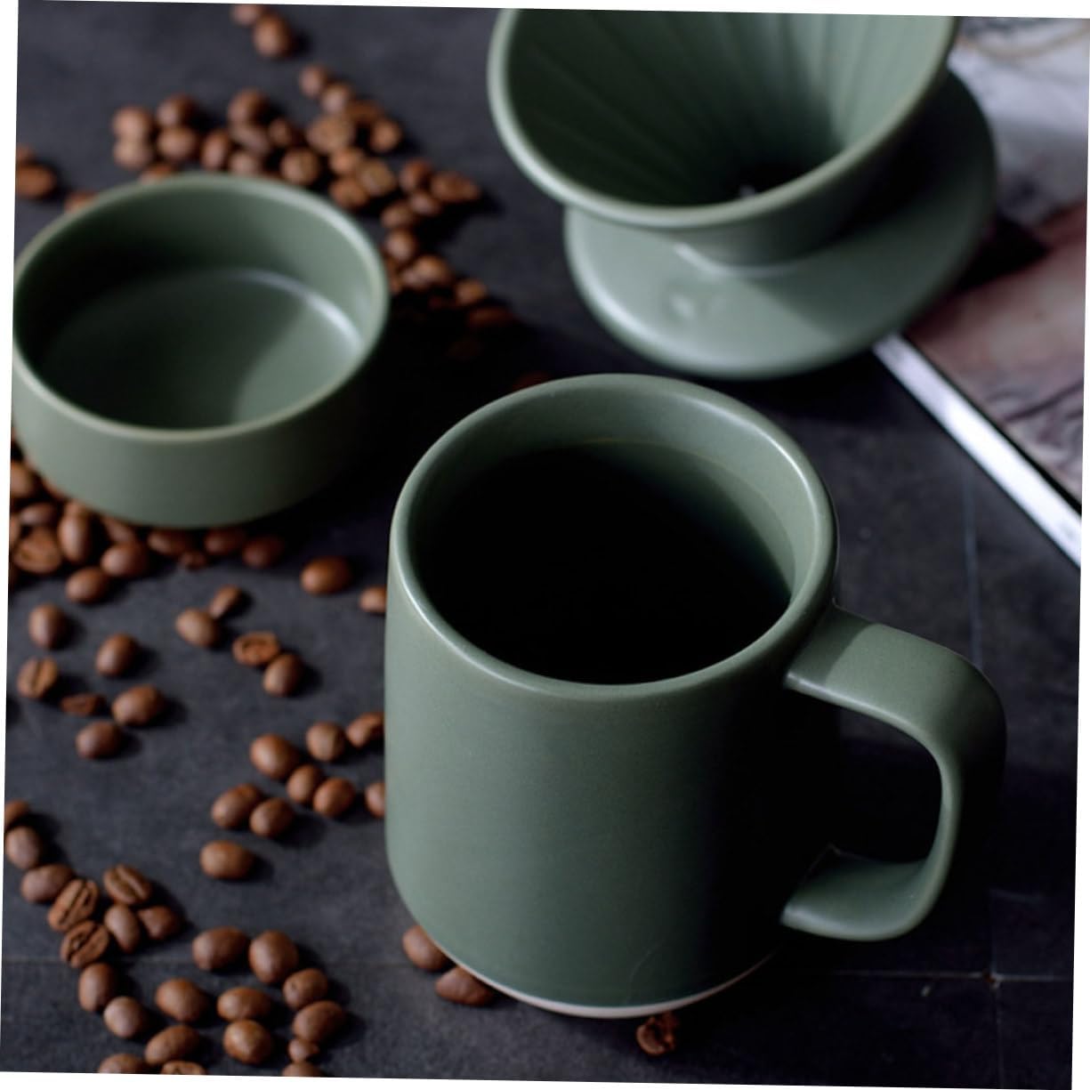 TEHAUX 1set Ceramic Coffee Filter Cup Practical Design for Smooth Brewing for Use