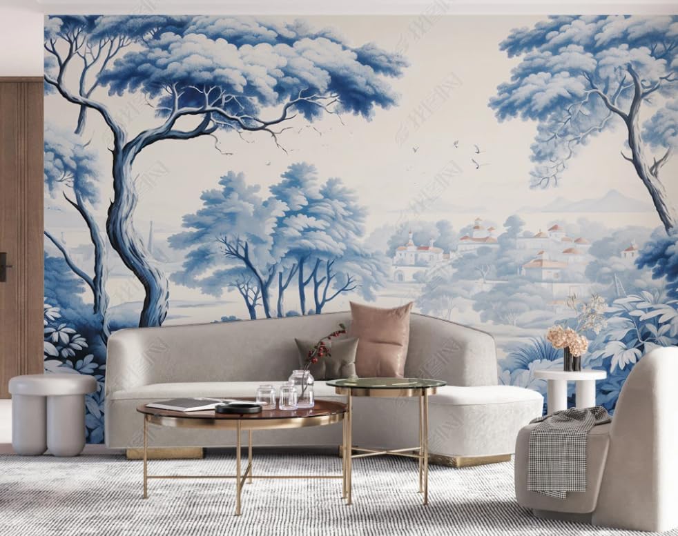 Poster Géant Mural Forêt Tropicale Humide Bleue - Papier Peint Intissé de Salon