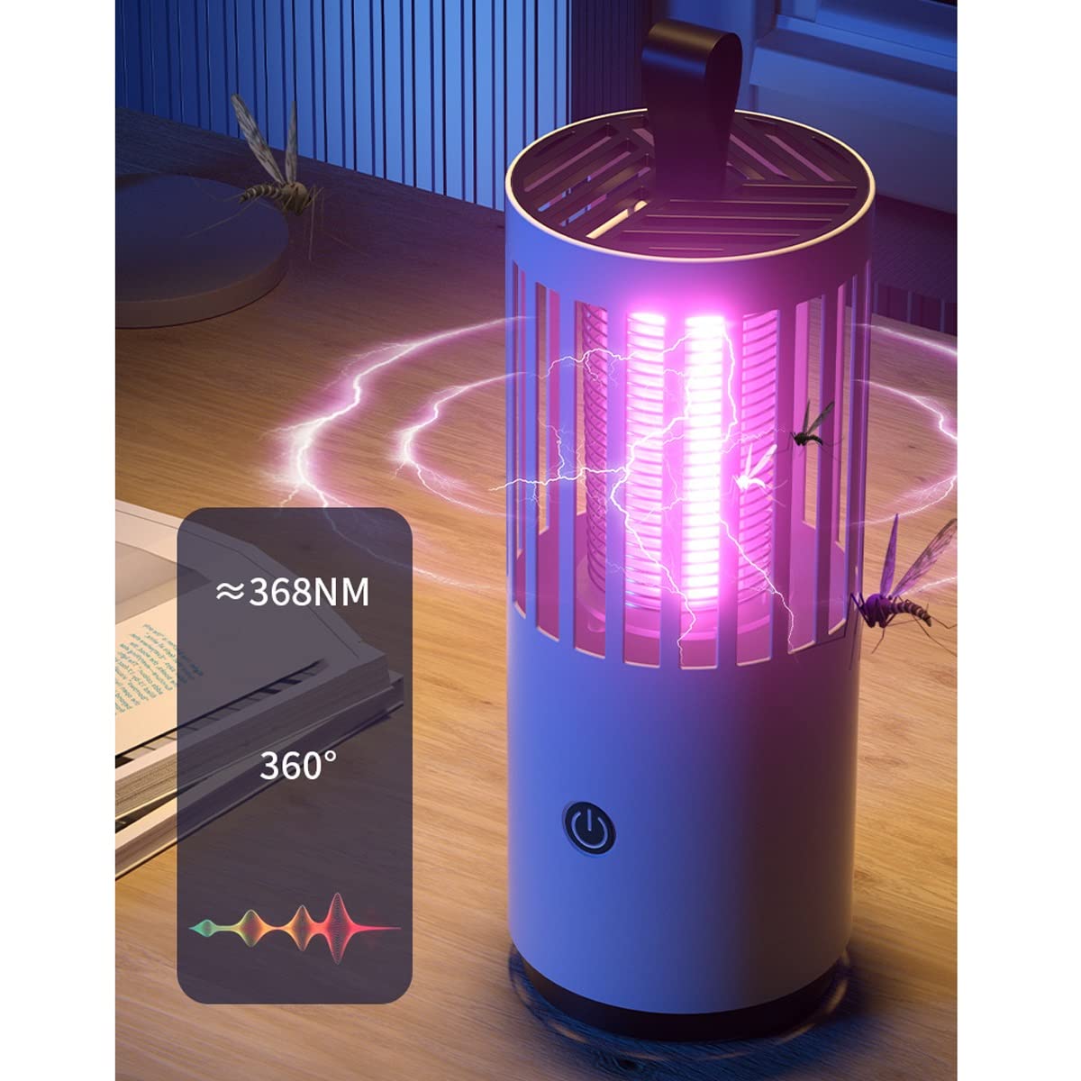 Asesino de Mosquitos, USB Lámpara de Mosquitos portátil para Interiores Camping Mosquito Killer Trampa para Moscas Choque eléctrico Mosquito Killer Lámpara para Matar Mosquitos (Negro)