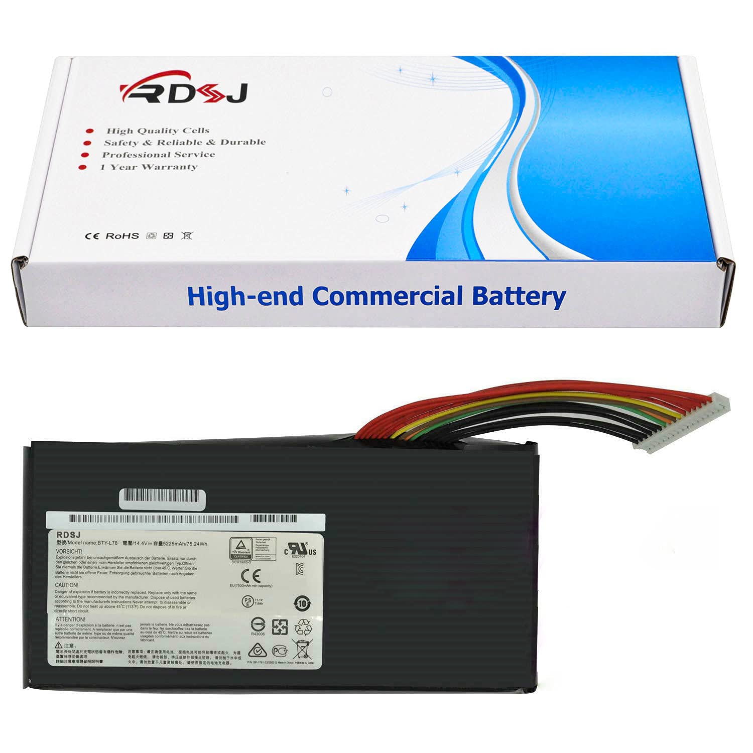 BTY-L78 Laptop Battery for MSI GT80 2QE-035CN GT80S GT80 Titan GT73 GT73VR GT62VR GT83 6RE-026CN 6RE-007CN 6RE 7RE Dominator Pro 6RF-094CN GT62VR 6RD-033CN 6RD-093XCN MS-1812 MS-1814 14.4V 75.24Wh