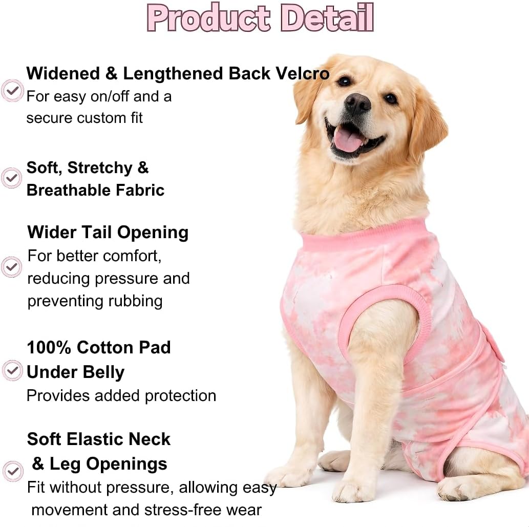 Dog Surgery Recovery Suit, E-Collar & Cone Alternative, Surgical Onesie for Dogs Female Male After Spayed Neutered, Soft Body Suits Post Spay Neuter, Large Pet Anti Licking Abdominal Wounds Onsie, XXL