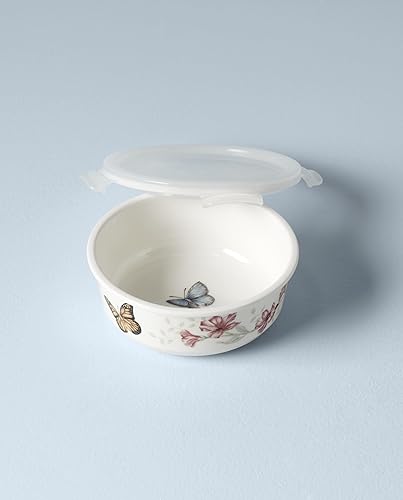 Miniatura 3 de Plato con divisiones Lenox, con dibujo de mariposas en la pradera, 9 pulgadas, Recipiente para servir y guardar, redondo, Blanco