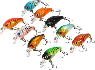 Crankbait Wobbler Set para Lucio, Señuelos de Pesca Spinning Mar Flotante 3D, 9 Unidades/Bolsa 4,5 cm/4 g Señuelos de Pesca de plástico con Anzuelo para lubina Pequeño crankbait Grueso