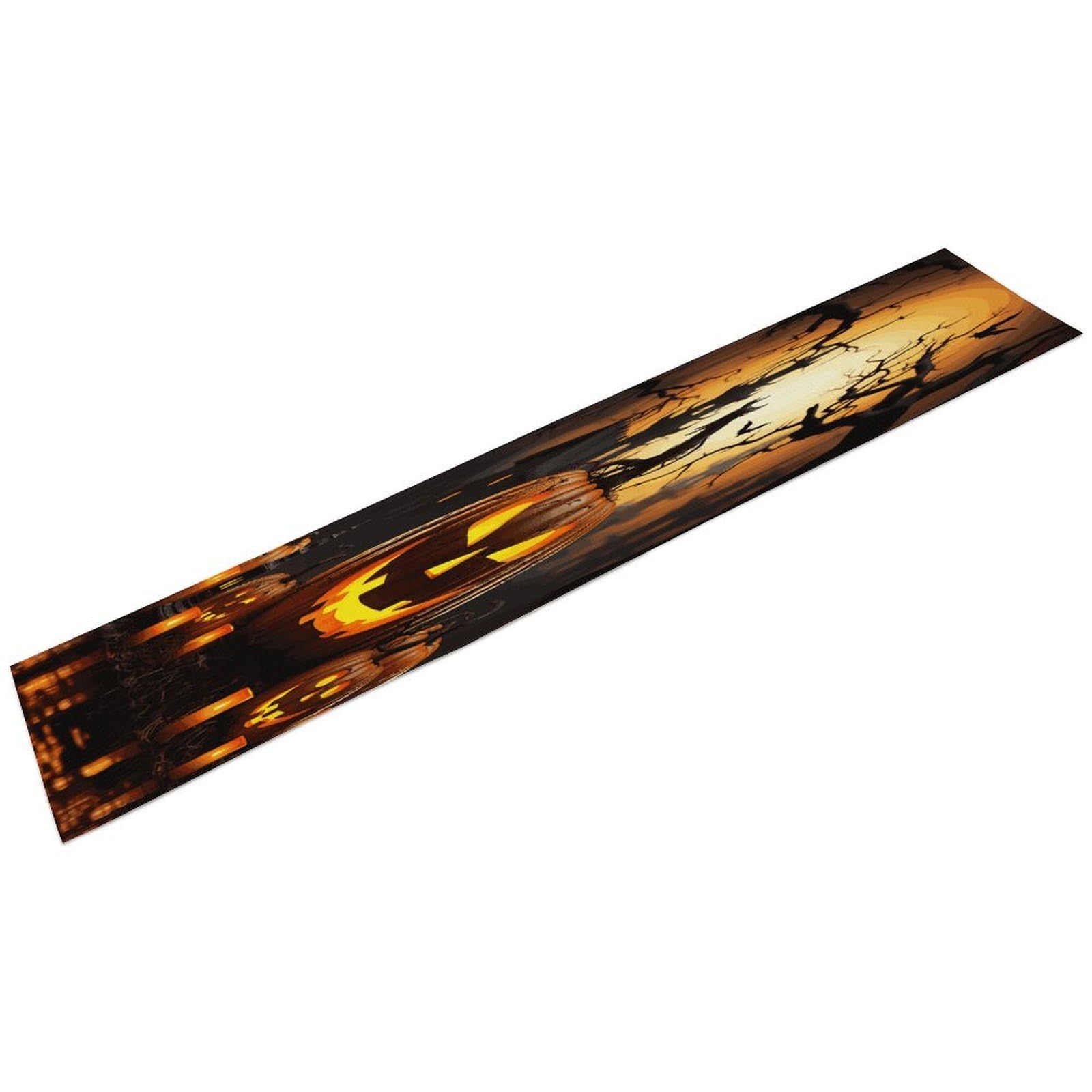 Btcowzrv Style Halloween Pumpkin Linen Table Runner 72.4 Inches Long, Machine Washable Table Runner For Party Kitchen Dining Table Coffee Holiday Party Decor, 13.4"X72.4"
