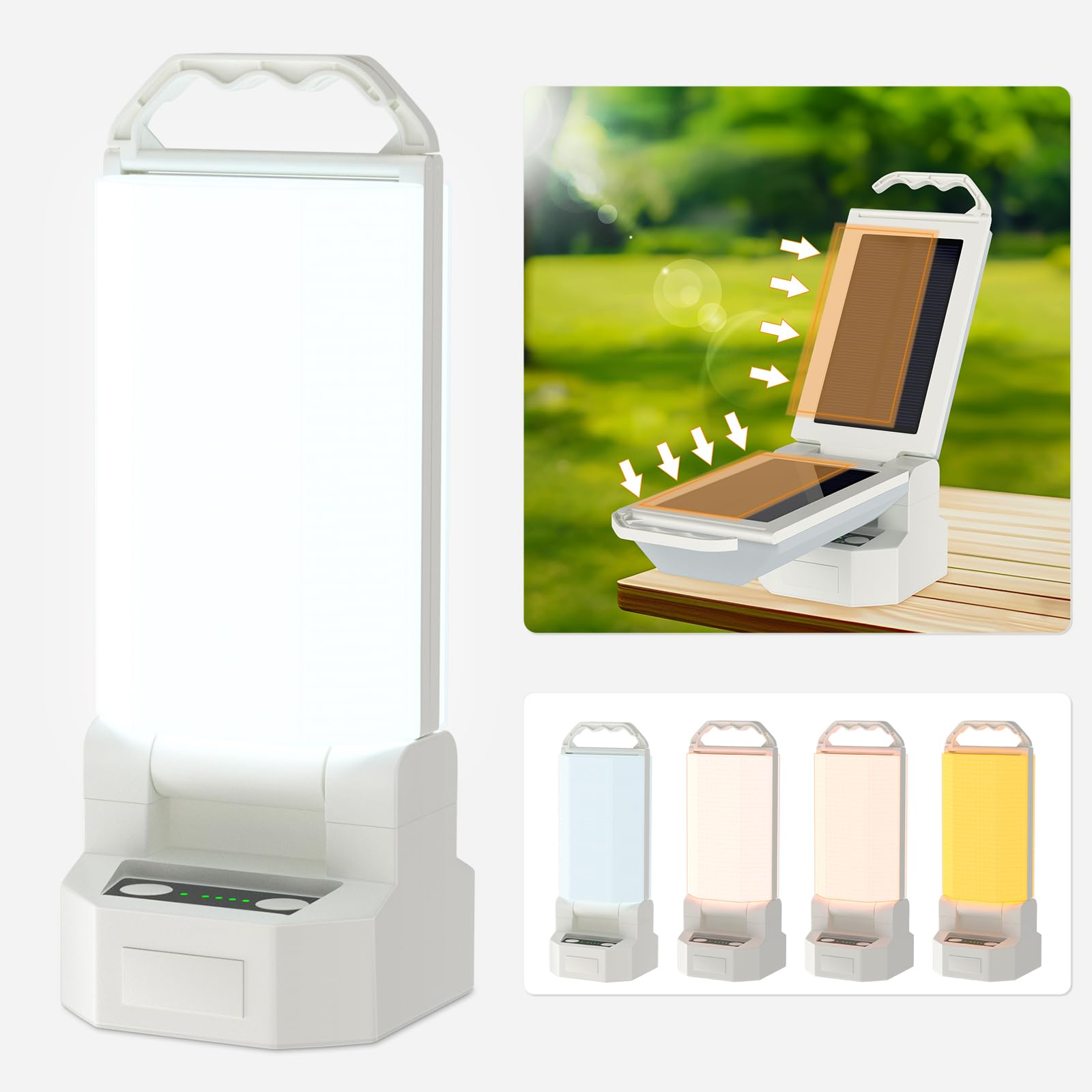 SoulBay Lampada Campeggio, Solare USB Ricaricabile Lampada da Campeggio Impermeabile Dimmerabili Portatile LED Lanterna per Tenda Campeggio, Escursioni all'aperto, Interruzioni di Corrente, Emergenze
