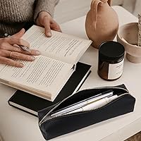 Vista 4 de Oyachic Estuche para lápices de piel sintética, bolsa de maquillaje cosmética, bolsa pequeña para bolígrafos, caja de almacenamiento con cremallera