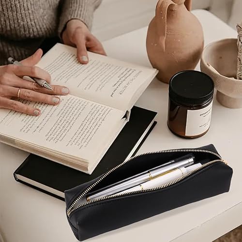 Miniatura 4 de Oyachic Estuche para lápices de piel sintética, bolsa de maquillaje cosmética, bolsa pequeña para bolígrafos, caja de almacenamiento con cremallera,