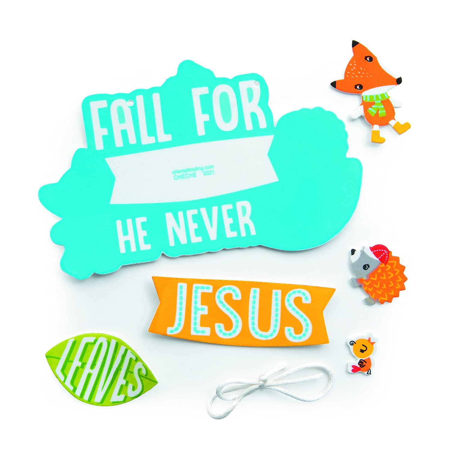 Fun Express Fall for Jesus Animals Sign CK - Craft Kits - 12 Pieces