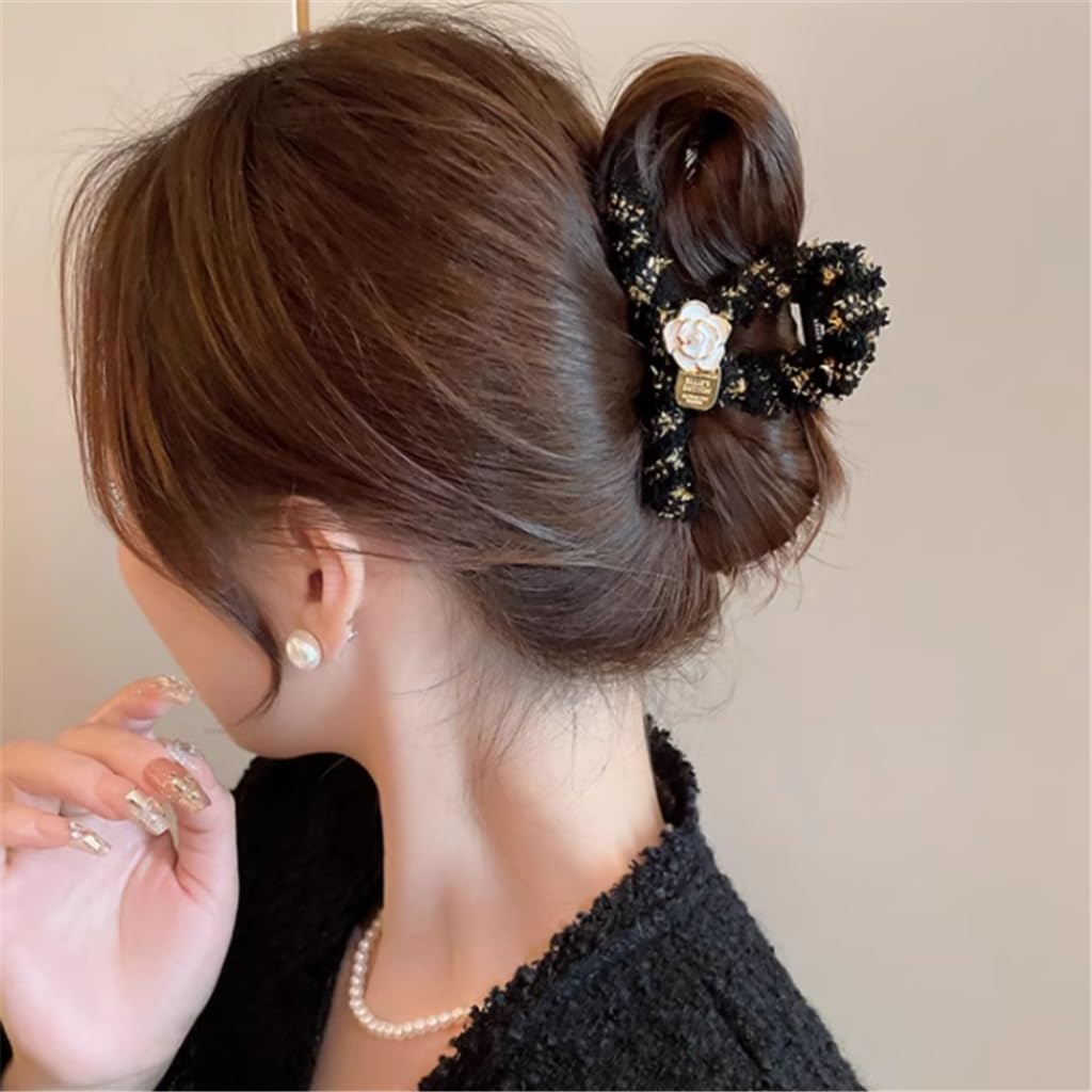 Pince à cheveux camélia grand format style petit vent parfumé pour femme