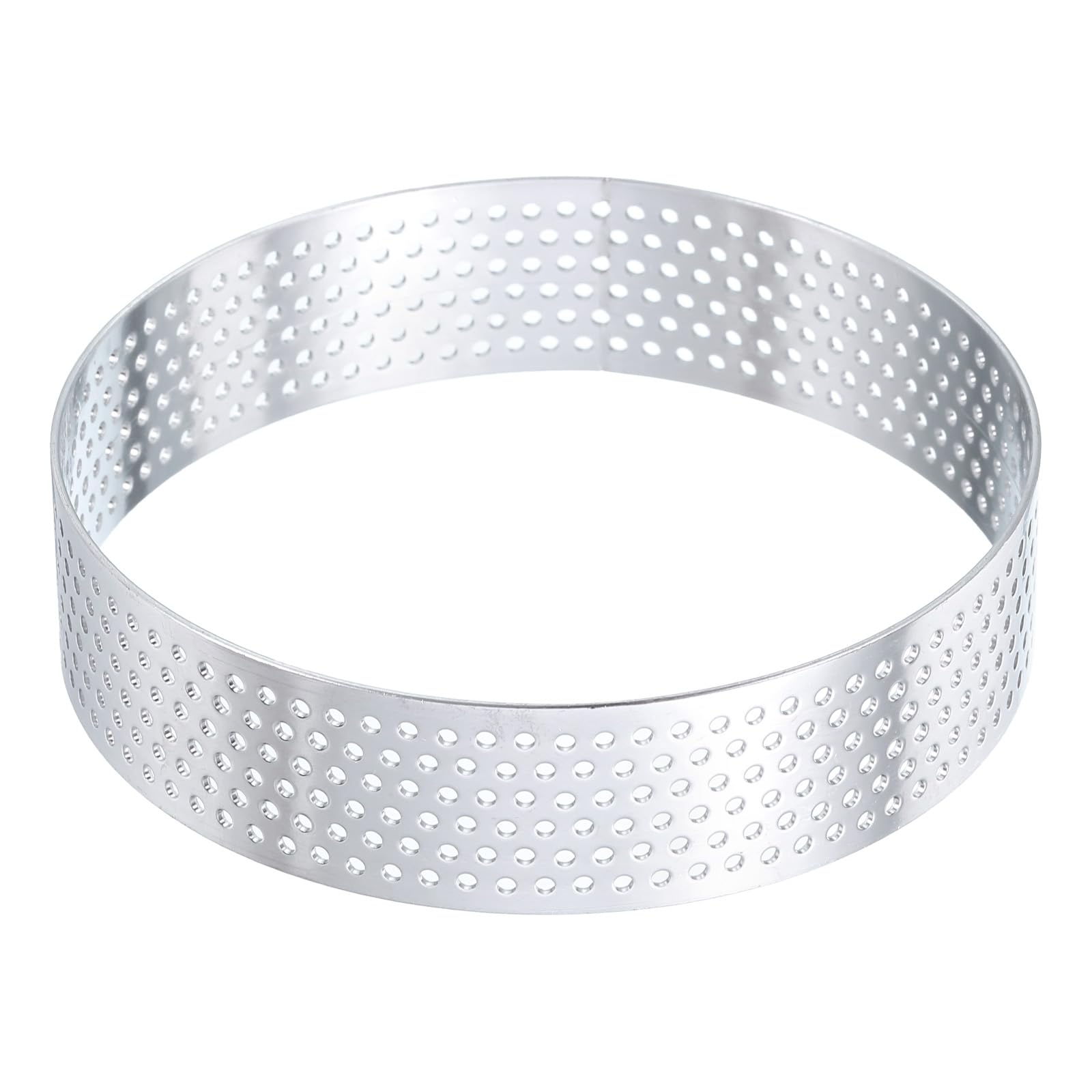 sourcing map Stainless Steel Tarts Rings 3.5" Perforated Metal Circle Baking Dessert Mousse Round Cake Ring Non Stick for Home Kitchen Food Cheese Making Tool