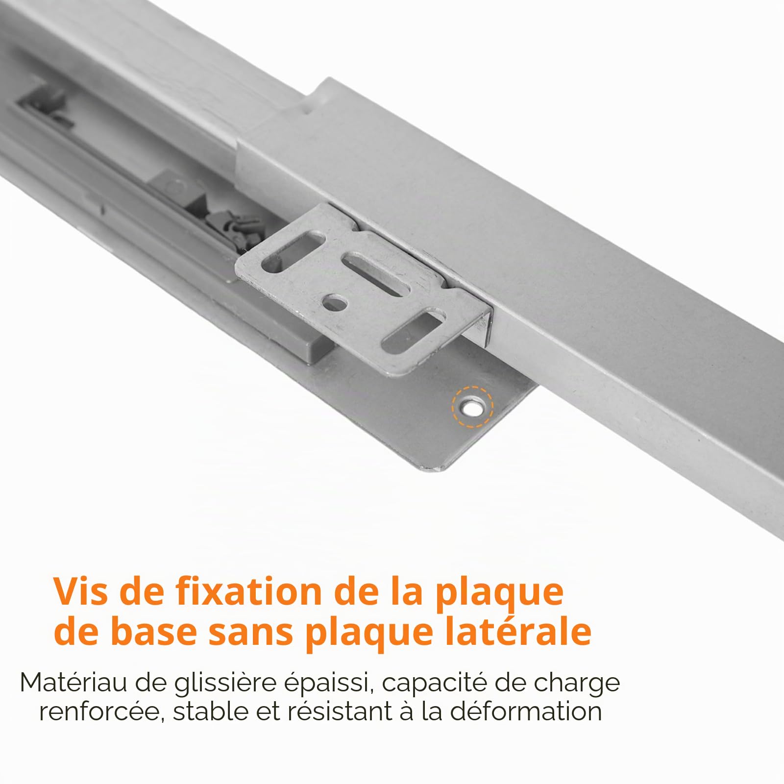 Glissières de tiroir à montage au sol avec extension complète - Capacité de charge 40 kg avec amortissement (50 cm (20 pouces))