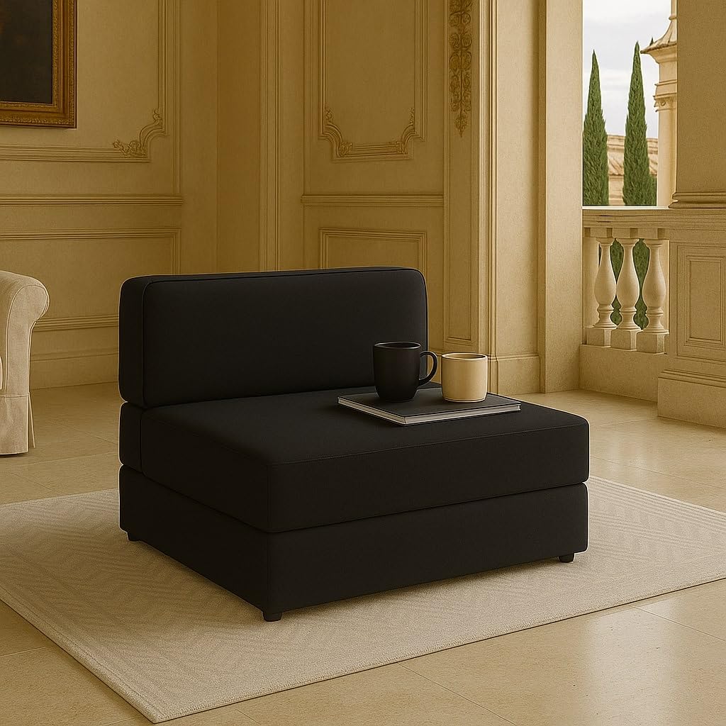 PUM PUM Pu Foam Foldable 2-Seater 36 inch Width Sofa Cum Bed – Premium PU Foam, Space-Saving Convertible Seating for Home & Office,Black-image-48