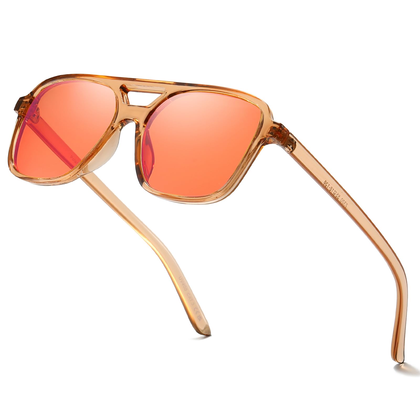 SODQW Gaming Blue Light Blocking Glasses for Men Women Reduce Eyestrain Orange Aviator Eyeglasses for Computer TV