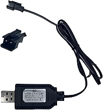7.4V USB Charger Cable with SM-2PIN Plug Universal Compatible RC Car RC Plane RC Tank RC Boat and Other Remote Control Toys for 7.4V Lipo Battery USB Charger with Battery Protection (1)