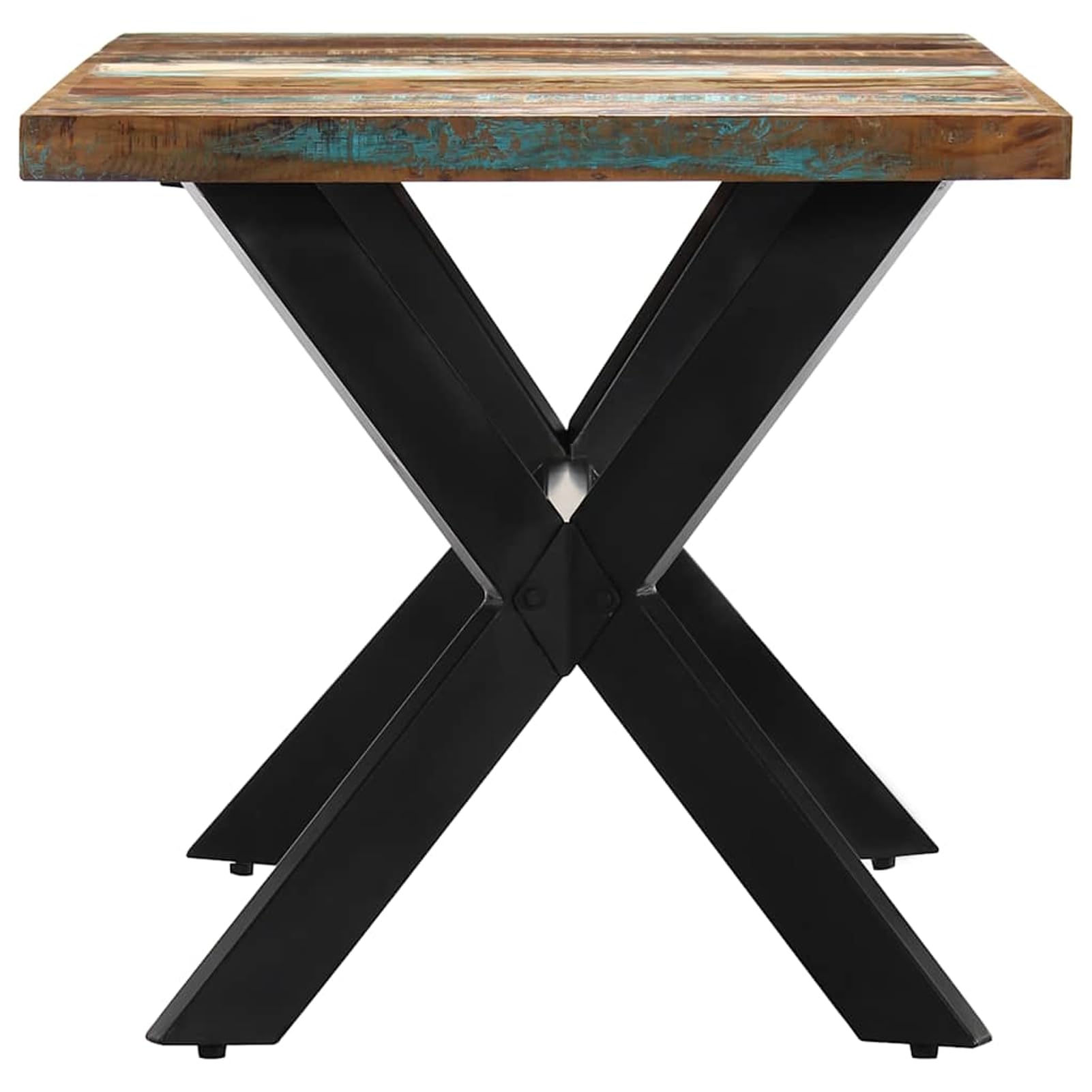 Gecheer Tavolo da Pranzo in Legno di Recupero e Acciaio, 140x70x75 cm, per Sala da Pranzo e Cucina 247439