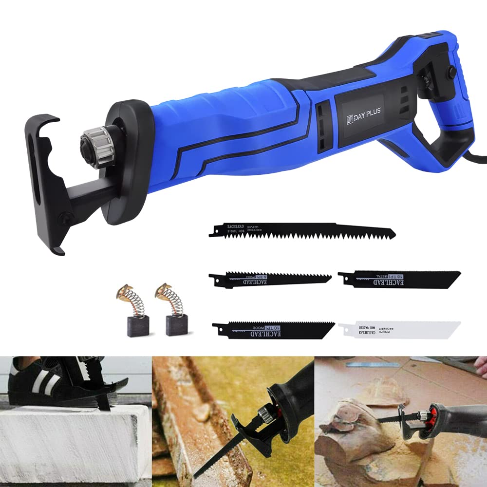 Scie sabre électrique 900 W avec vitesse de rotation variable de 0 à 2800 tr/min, 5 lames de scie, changement de lame sans outil, idéale pour couper du bois, du métal et des tuyaux en PVC