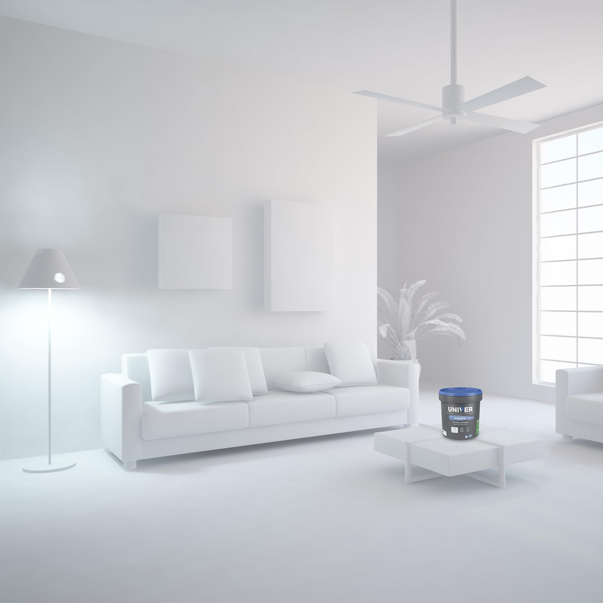 Univer Pittura Bianca per Interni XWHITE Classe A+ 14 Lt Vernice Bianca Muro Interno Lavabile Traspirante Monomano adatto per intonaci cartongesso premiscelati e gesso
