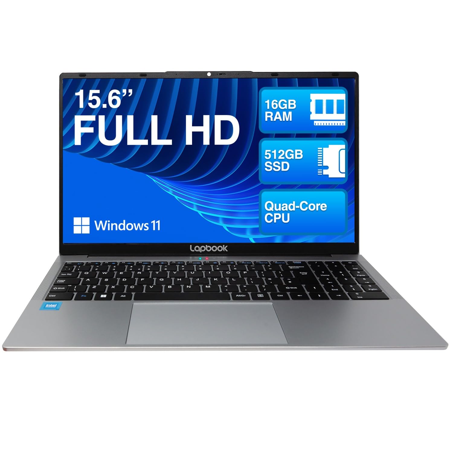 15.6" Full HD Laptop - 16GB RAM 512GB M.2 SSD Windows 11 Home, Dual-Band WiFi, Integrated Webcam - S15 N2 15 Inch Lightweight Laptop