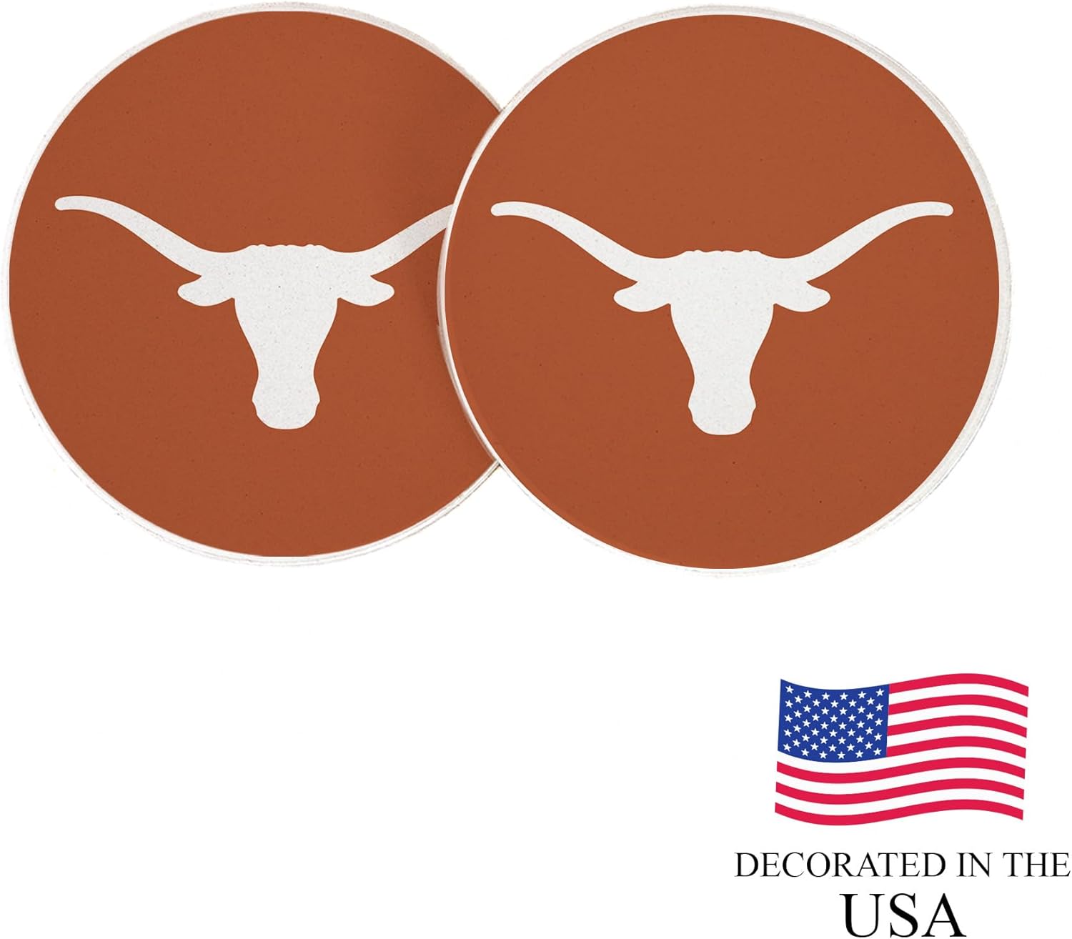 Desert Cactus University of Texas Car Accessories UT Longhorns Absorbent Sandstone Cup Coasters Licensed Product Set of 2 (Design A) - Image 4