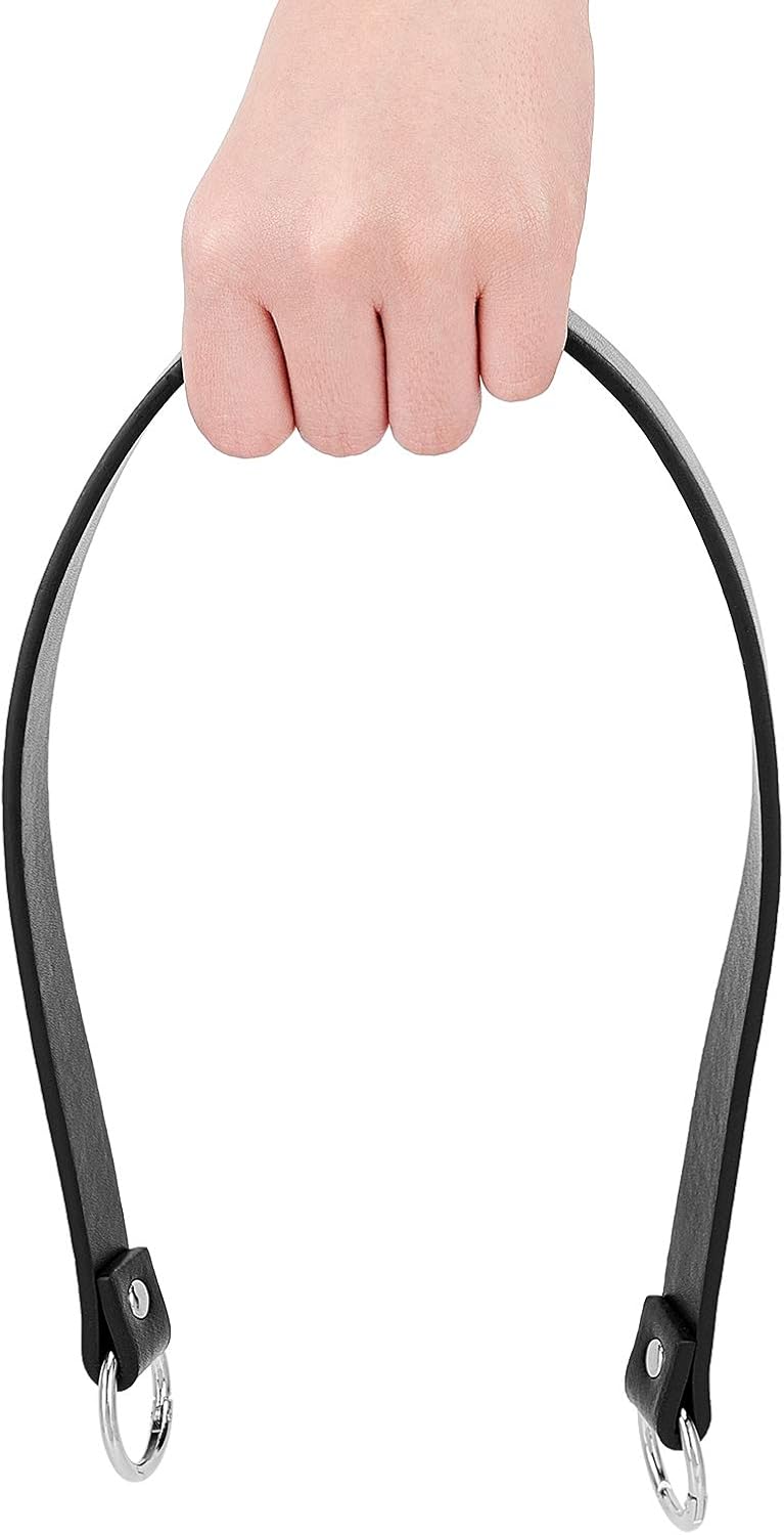 PH PandaHall 2pcs 22.4 Inch 20mm Leather Replacement Handles Purses Straps Handbags Shoulder Bag Strap with Platinum Zinc Alloy Spring Gate Rings for DIY Bag Making, Black - Image 7