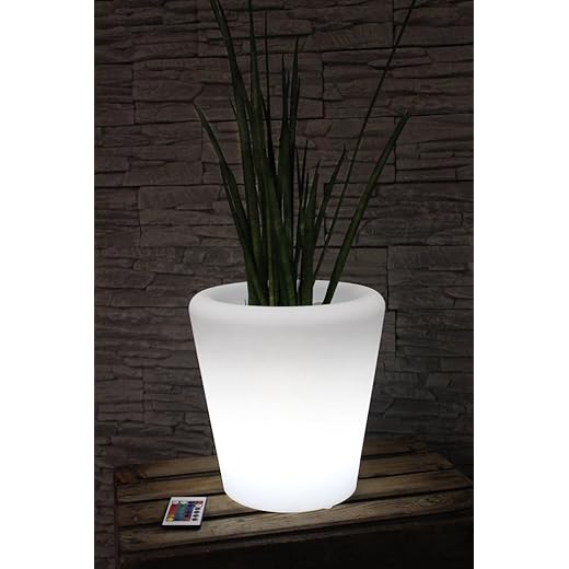 Arnusa Oasis Lights LED Blumentopf PL123 Pflanzkübel beleuchtet mit Fernbedienung und Akku. 16 Farben per Fernbedieung wählen